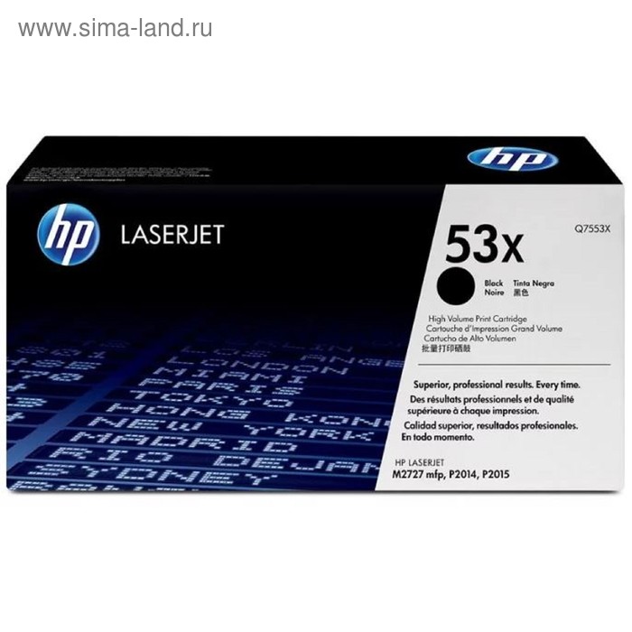 Тонер Картридж HP Q7553X черный для HP LJ P2015/P2014/M2727 (7000стр.) лазерный картридж t2 tc h53xu 53x q7553x 49x q5949x m2727 p2014 p2015 hp canon черный