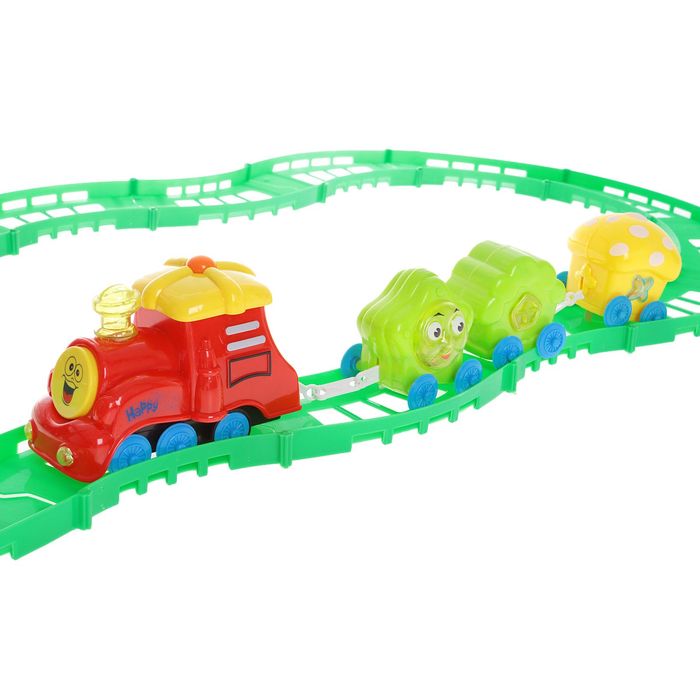 Железная дорога "Весёлый паровозик", со светозвуковыми эффектами, протяжённость пути 2,4 м