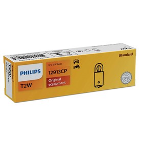 

Лампа автомобильная Philips, T2W, 12 В, 2 Вт, (BA9s), 12913CP