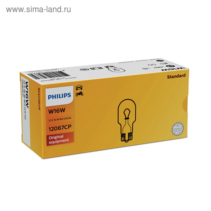 фото Лампа автомобильная philips, w16w, 12 в, 16 вт, (w2,1x9,5d), 12067cp