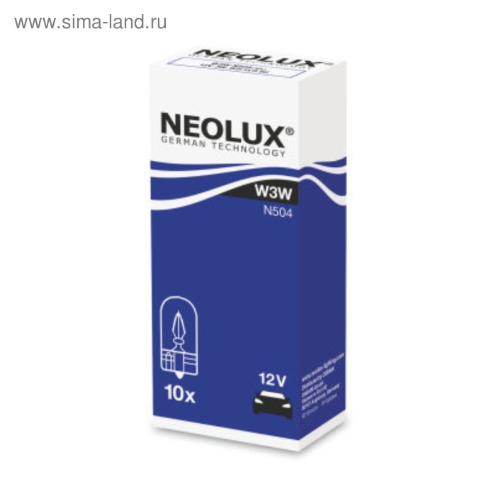 фото Лампа автомобильная neolux, w3w, 12 в, 3 вт, (w2,1x9,5d), n504