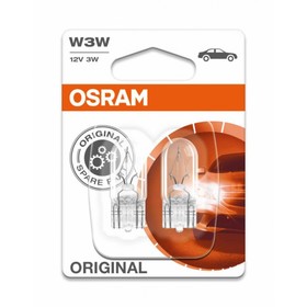 

Лампа автомобильная Osram, W3W, 12 В, 3 Вт, (W2,1x9,5d), набор 2 шт, 2821-02B