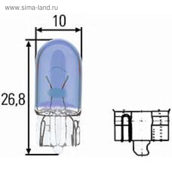 Лампа автомобильная Hella Blue Light, W5W, 12 В, 5 Вт, (W2,1x9,5d), 8GP 003 594-261