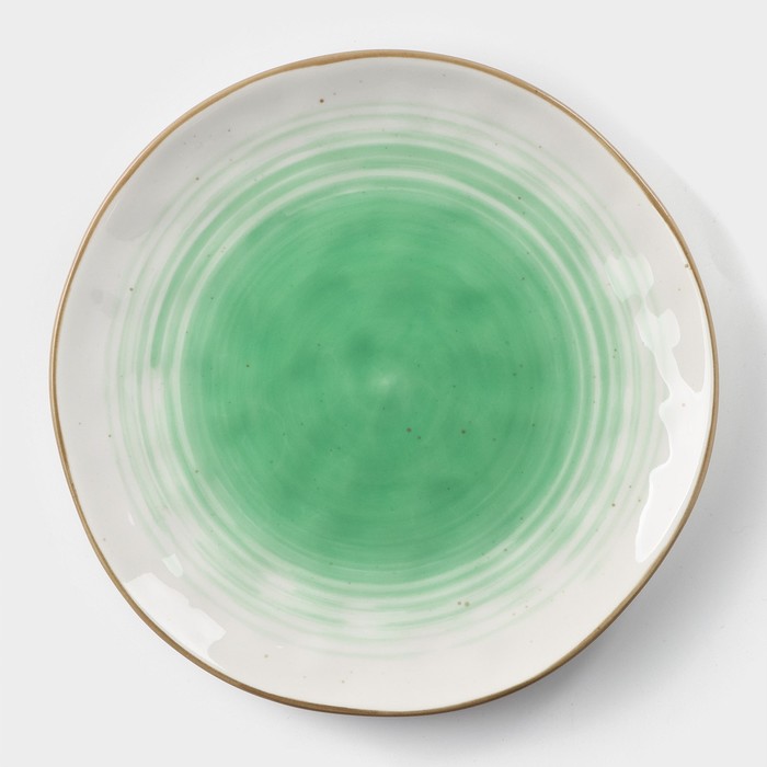 Тарелка фарфоровая Доляна «Космос», d=19 см, цвет зелёный тарелка фарфоровая пирожковая доляна млечный путь d 19 см цвет зелёный
