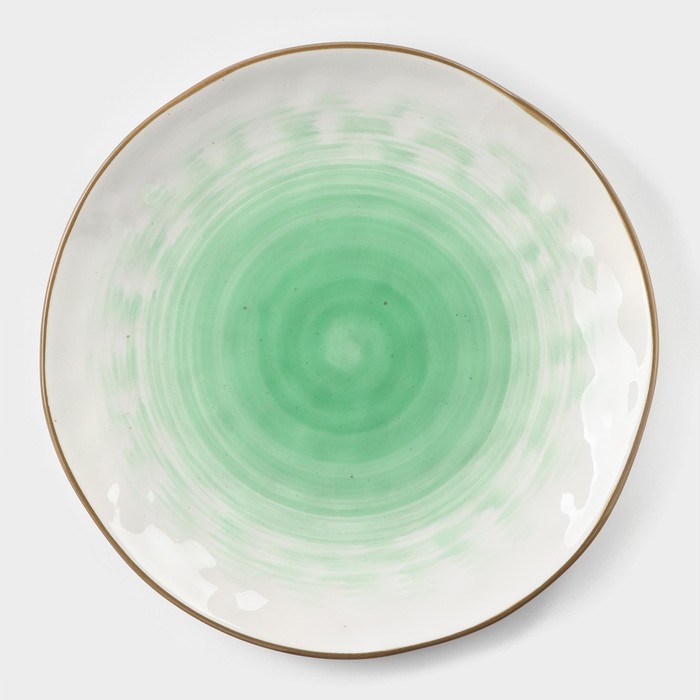 Тарелка фарфоровая Доляна «Космос», d=21,2 см, цвет зелёный тарелка фарфоровая пирожковая доляна млечный путь d 19 см цвет зелёный