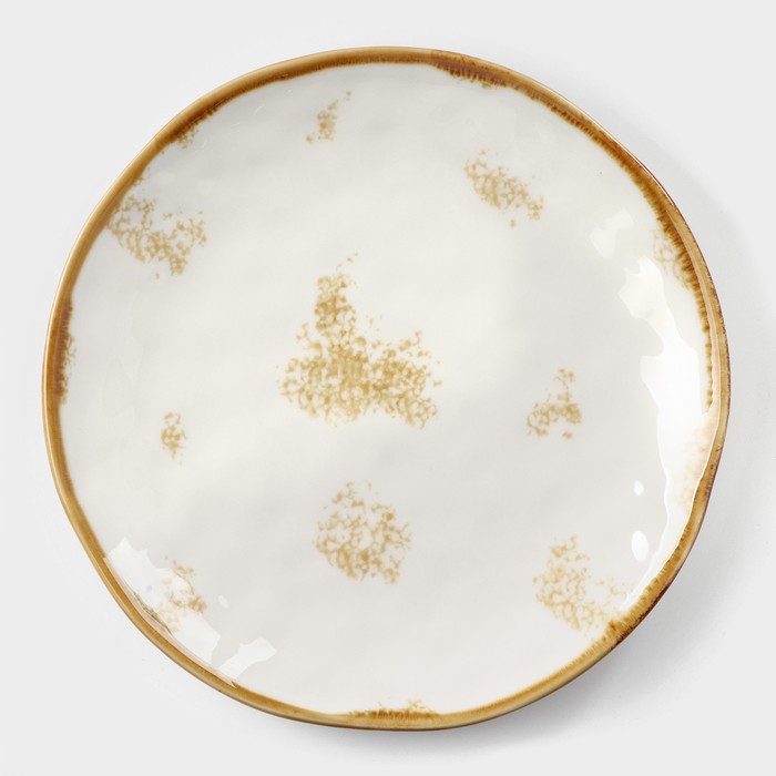Тарелка фарфоровая Доляна Organic Gold, d=21,2 см, цвет белый тарелка фарфоровая квадратная доляна сьюзен d 26 см цвет белый