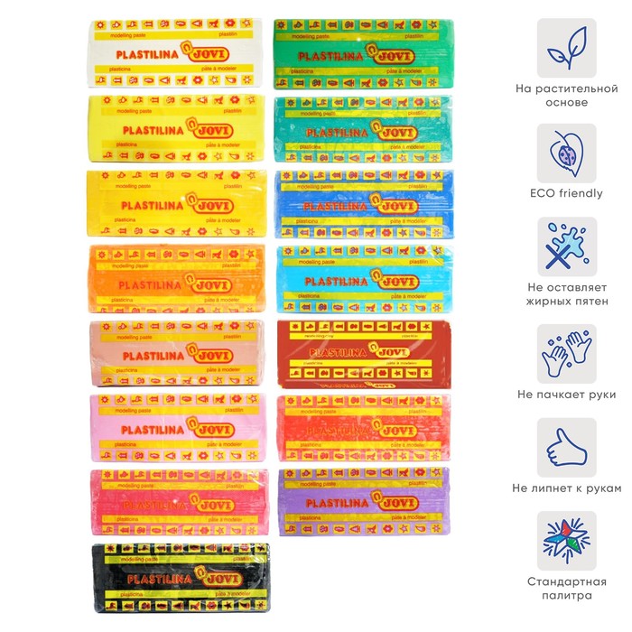 фото Пластилин 50 г jovi «классика», 15 цветов, для малышей, микс (цена за 1 брусок)