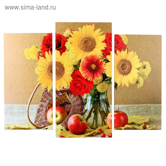 Модульная картина Натюрморт с букетом цветов (2-25х50, 30х60 см) 60х80 см модульная картина сирень в вазе 2 25х50 30х60 см 60х80 см