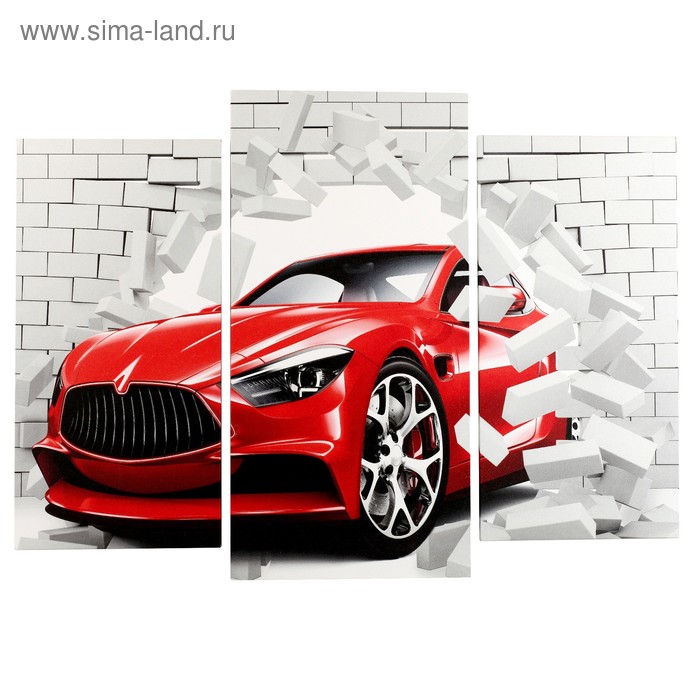 Модульная картина Красный автомобиль (2-25х50, 30х60 см) 60х80 см модульная картина летящий скоростной автомобиль будущего140x105
