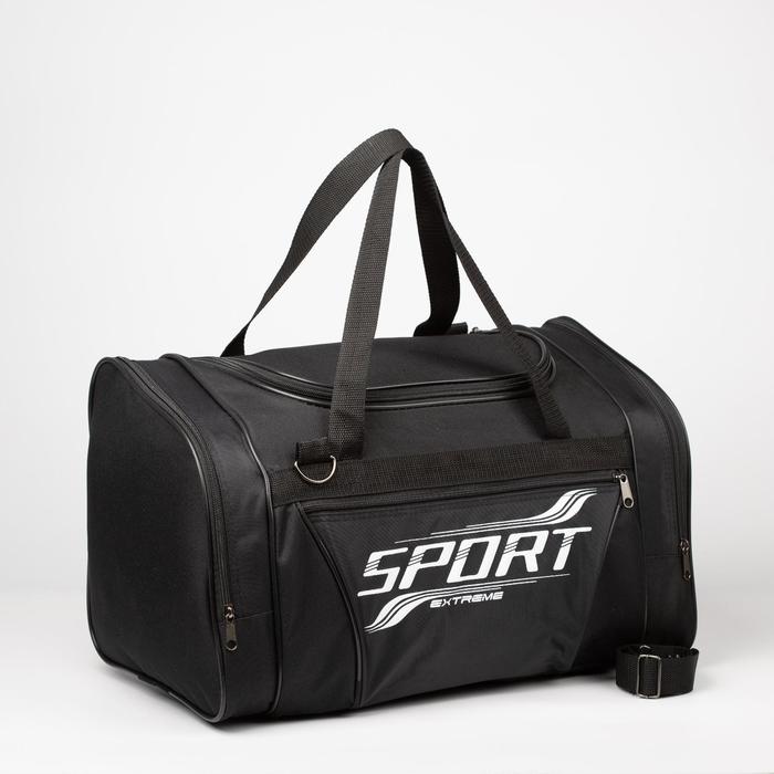 фото Сумка спортивная, 3 отдела на молниях, наружный карман, длинный ремень, цвет чёрный luris