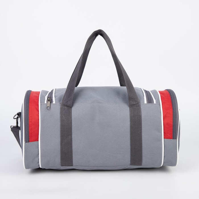 фото Сумка спортивная, 3 отдела на молниях, наружный карман, цвет серый/красный luris