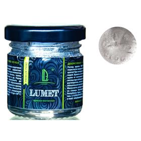 Краска органическая - жидкая поталь Luxart Lumet, 33 г, серебро 'Звезды Массандры', спиртовая основа, повышенное содержание пигмента, в стеклянной банке Ош