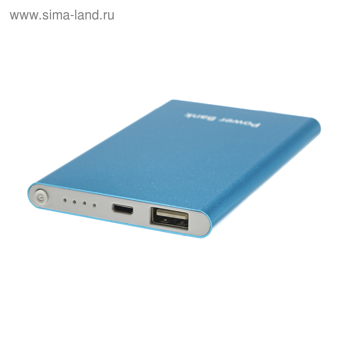 фото Внешний аккумулятор luazon pb-19, 4000 мач, usb, 1 а, индикатор, металл, синий luazon home