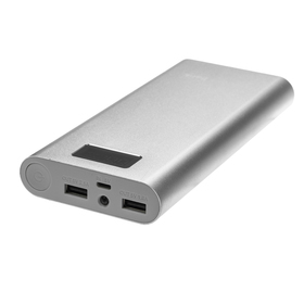 

Внешний аккумулятор LuazON, 20000 мАч, 2 USB, 1/2 А, фонарик, металлический корпус, серый