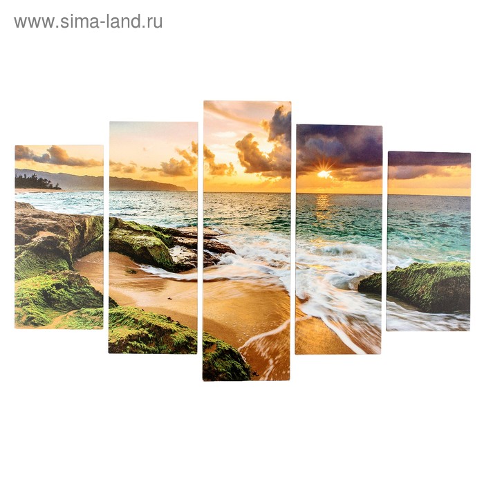 Модульная картина Закат на берегу моря (2-25х50, 2-25х67, 25х80 см) 80х140 см модульная картина тишина моря 125x100