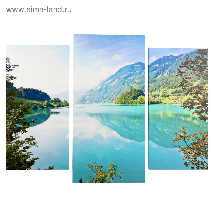 Картина модульная на подрамнике Горное озеро (2-25х50, 30х60см) 80х60 см модульная картина горное озеро 3 35х35 35х105 см