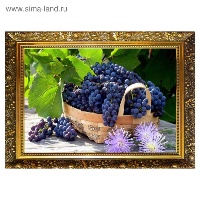 Алмазная мозаика «Корзинка винограда» 29,5×20,5 см, 25 цветов