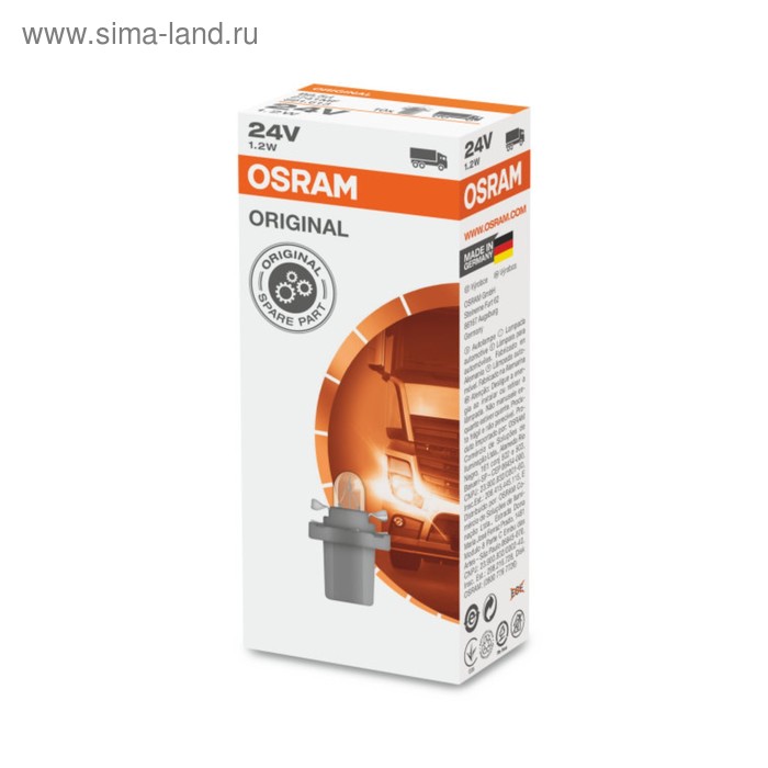 Лампа автомобильная Osram Grey, BAX, 24 В, 1.2 Вт, (B8,5d), 2741MF