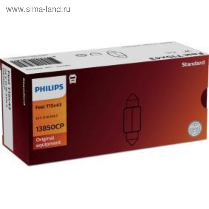 фото Лампа автомобильная philips, fest t15x43, 24 в, 15 вт, (sv8,5), 13850cp