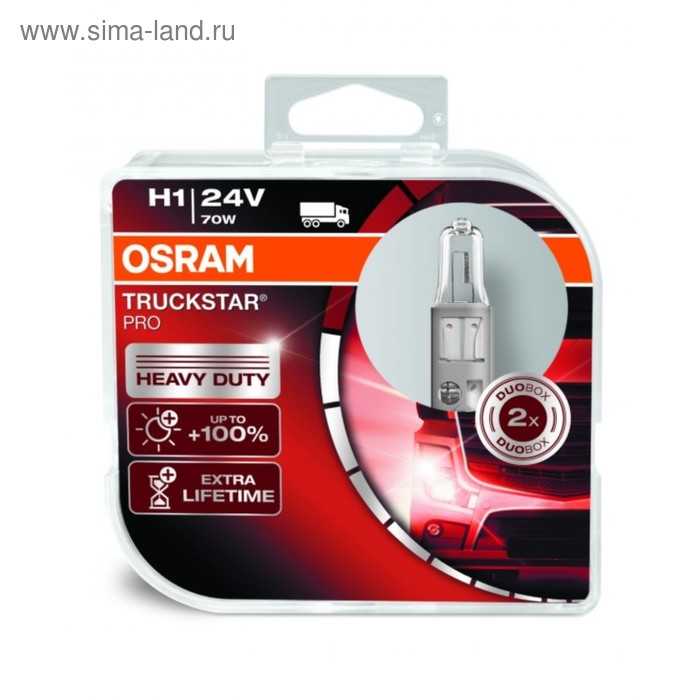 фото Лампа автомобильная osram truckstar pro, h1, 24 в, 70 вт, набор 2 шт, 64155tsp-hcb