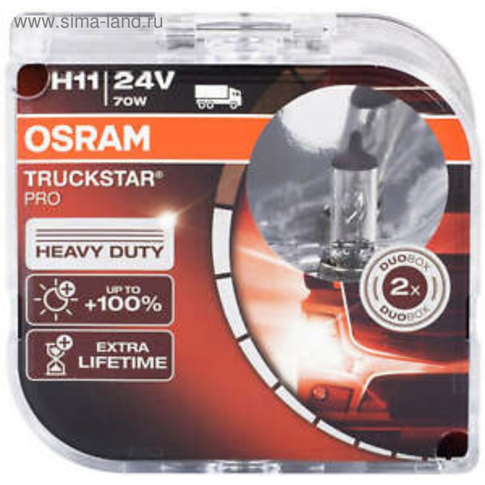 фото Лампа автомобильная osram truckstar pro, h11, 24 в, 70 вт, набор 2 шт, 64216tsp-hcb