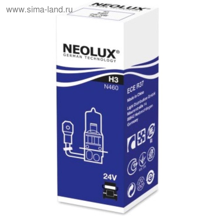 фото Лампа автомобильная neolux, h3, 24 в, 70 вт, n460