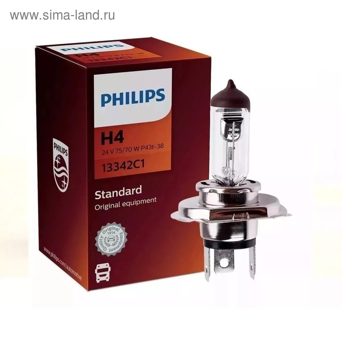 фото Лампа автомобильная philips, h4, 24 в, 75/70 вт, 13342c1