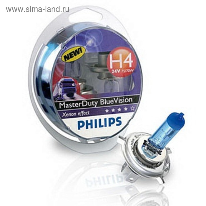 фото Лампа автомобильная philips masterduty bluevision, h4, 24 в, 75/70 вт, 2 шт, 13342mdbvs2