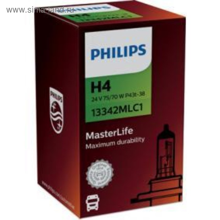 фото Лампа автомобильная philips masterlife, h4, 24 в, 75/70 вт, 13342mlc1