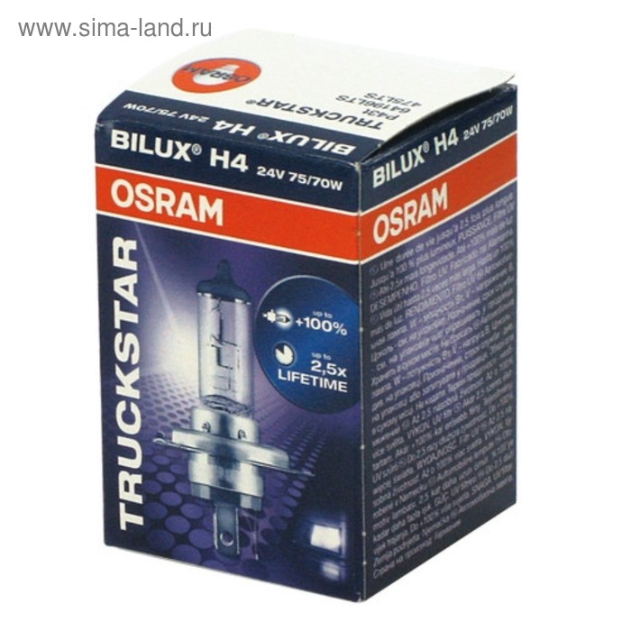 фото Лампа автомобильная osram truckstar pro, h4, 24 в, 75/70 вт, 64196tsp