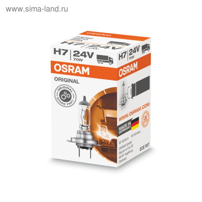Лампа автомобильная Osram, H7, 24 В, 70 Вт, 64215