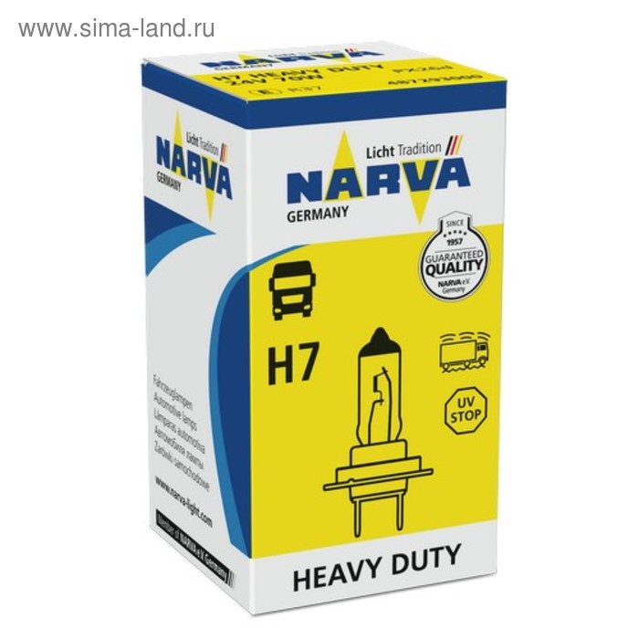Лампа автомобильная Narva HD, H7, 24 В, 70 Вт, 48729 лампа автомобильная narva hd h1 24 в 70 вт 48708