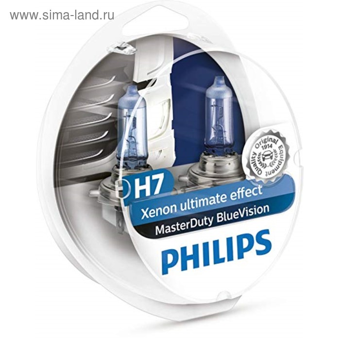Лампа автомобильная Philips MasterDuty BlueVision, H7, 24 В, 70 Вт, 2 шт, 13972MDBVS2 лампа автомобильная philips masterduty h7 24 в 70 вт 13972mdb1