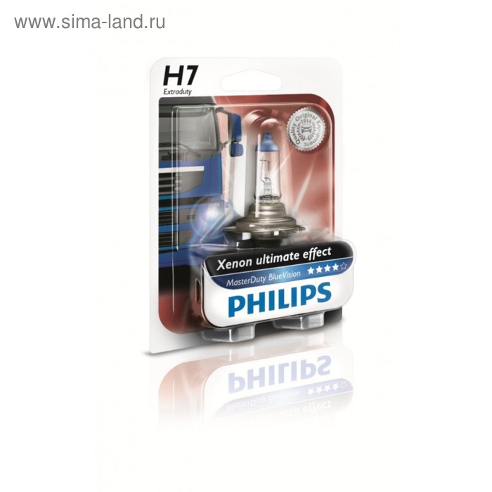 Лампа автомобильная Philips MasterDuty BlueVision, H7, 24 В, 70 Вт, 13972MDBVB1 лампа автомобильная philips masterduty h7 24 в 70 вт 13972mdb1