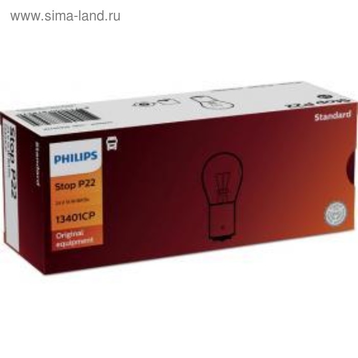 Лампа автомобильная Philips, P22, 24 В, 15 Вт, 13401CP