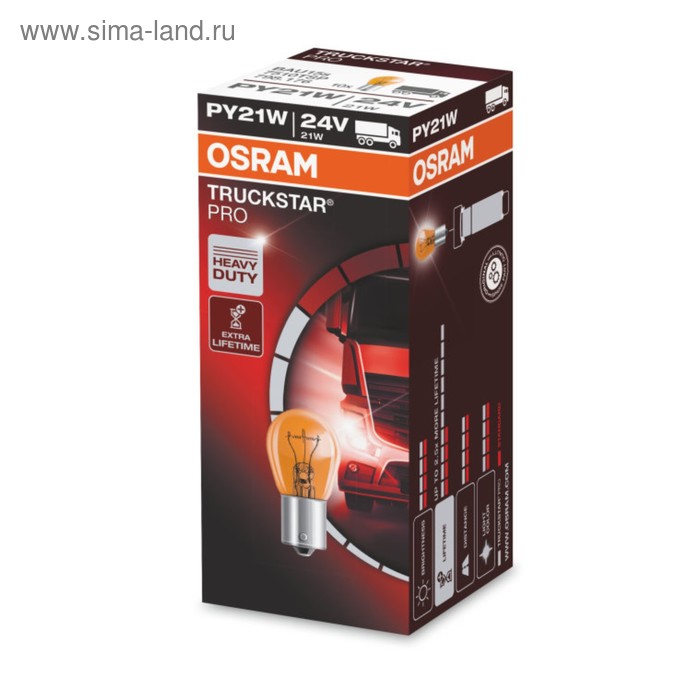 фото Лампа автомобильная osram truckstar pro, py21w, 24 в, 21 вт, 7510tsp