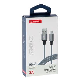 

Кабель Maverick Textile Metall C1, Type-C - USB, 3 А, 1.2 м, серый