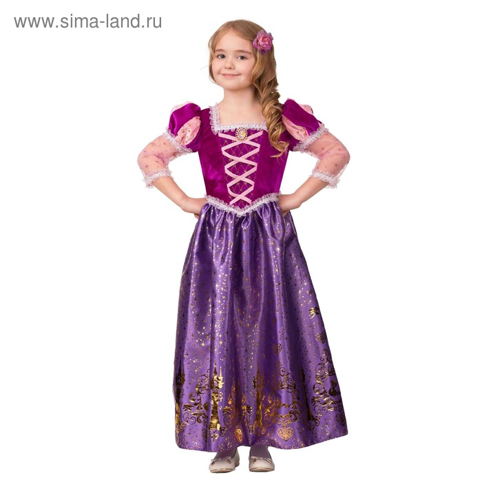 Карнавальный костюм «Принцесса Рапунцель», текстиль-принт, платье, брошь, заколка, р. 28, рост 110 см