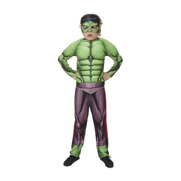 фото Карнавальный костюм «халк» с мускулами, текстиль, куртка, брюки, маска, р. 32, рост 122 см батик