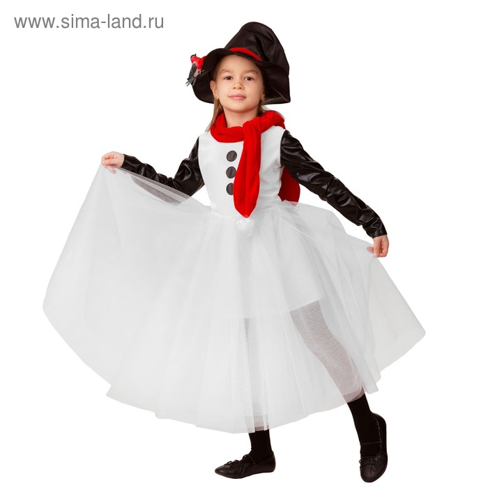 фото Карнавальный костюм "снеговушка", текстиль, платье, головной убор, р.32, рост 128 см батик