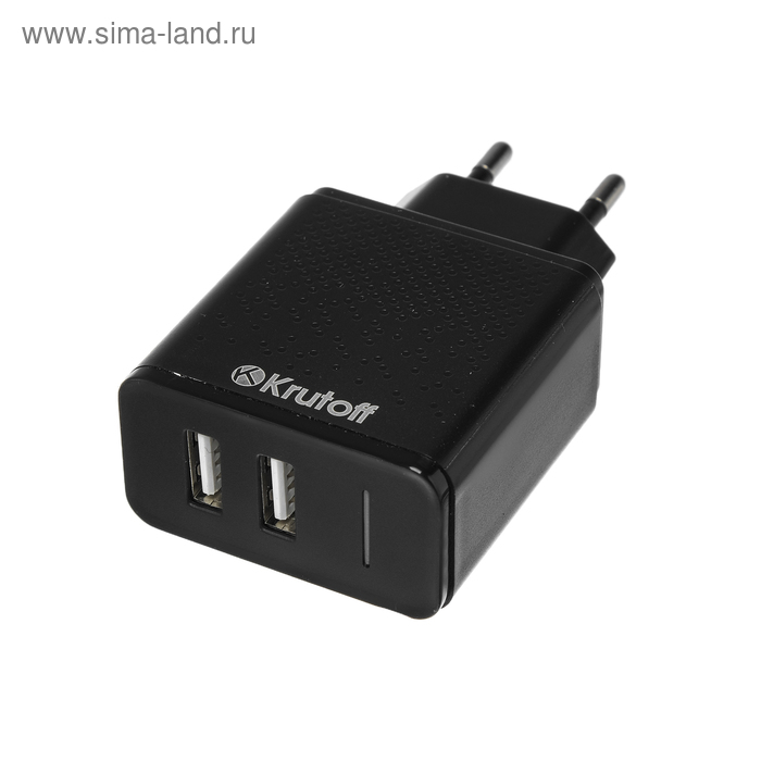 фото Сетевое зарядное устройство krutoff, 2 usb, 2.4 a, черное