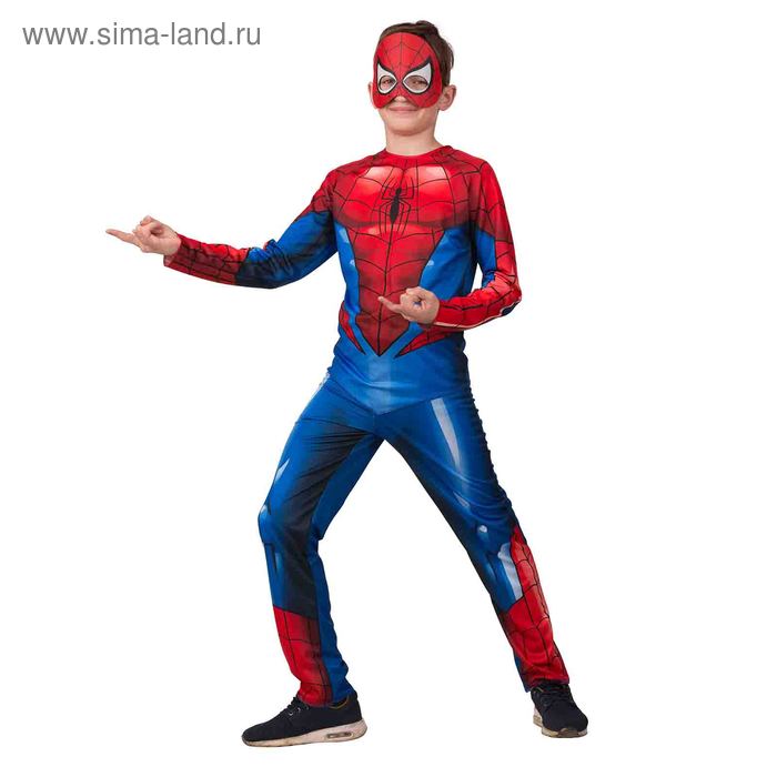 фото Карнавальный костюм «человек-паук», куртка, брюки, головной убор, р.32, рост 122 см батик