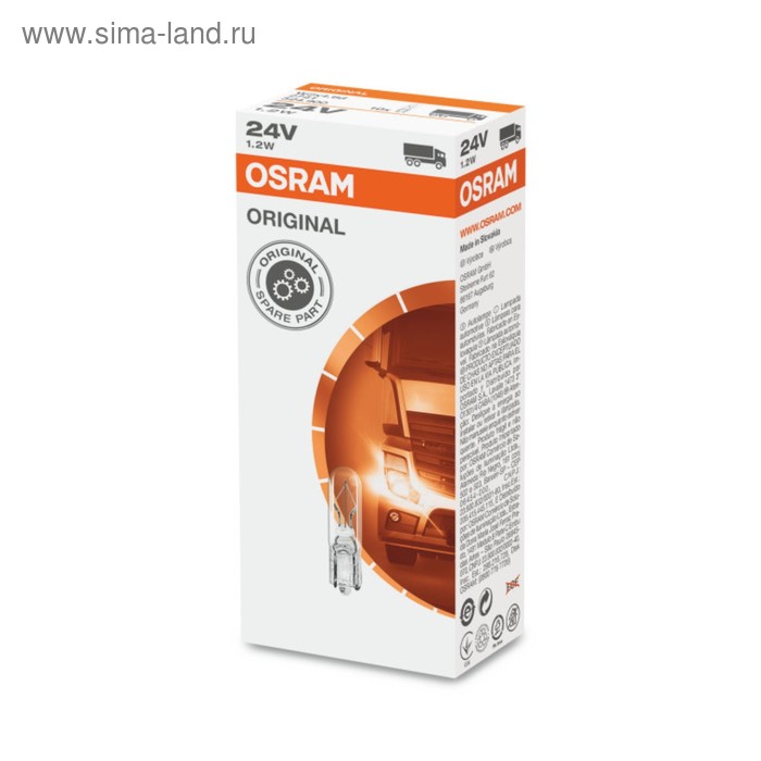 Лампа автомобильная Osram, W1.2W, 24 В, 1.2 Вт, 2741