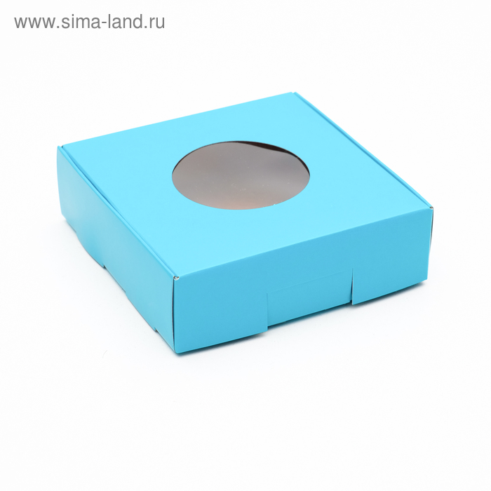 

Коробка для печенья, с окном, голубая, 10 х 10 х 3 см