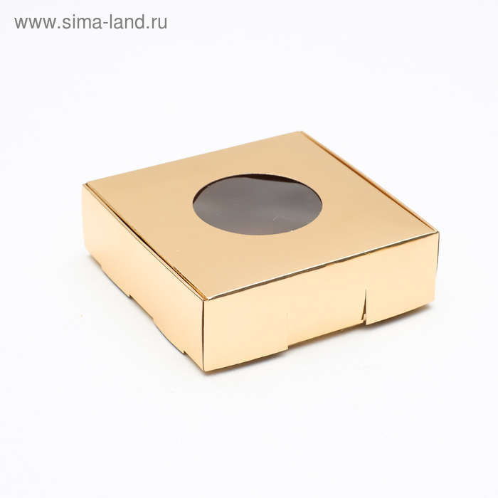 

Коробка для печенья, с окном, золотая, 10 х 10 х 3 см