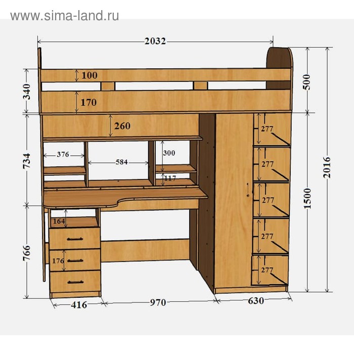 фото Детская кровать-чердак аракс винтерберг/зира