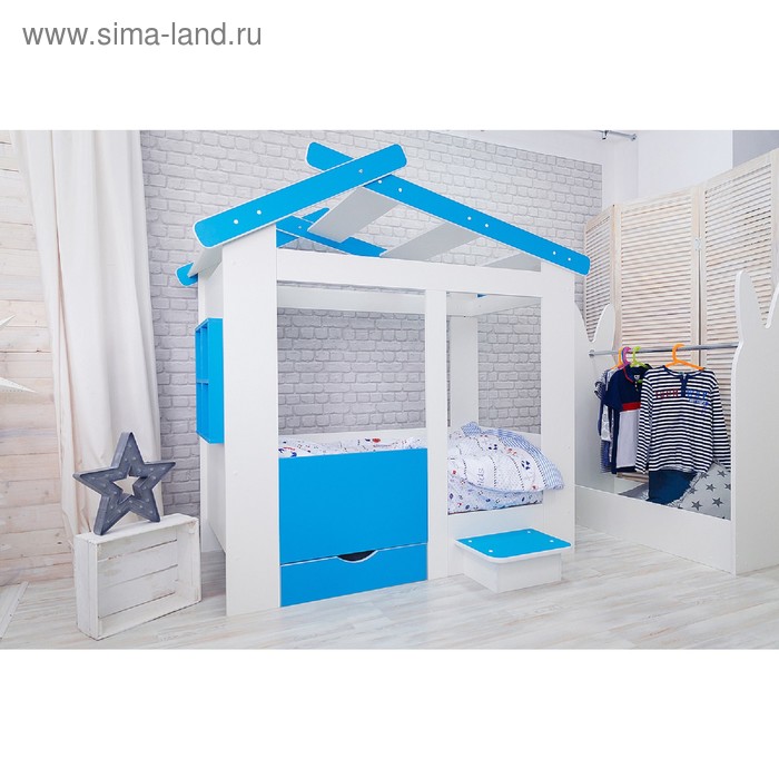 

Кровать детская Теремок белый/голубой