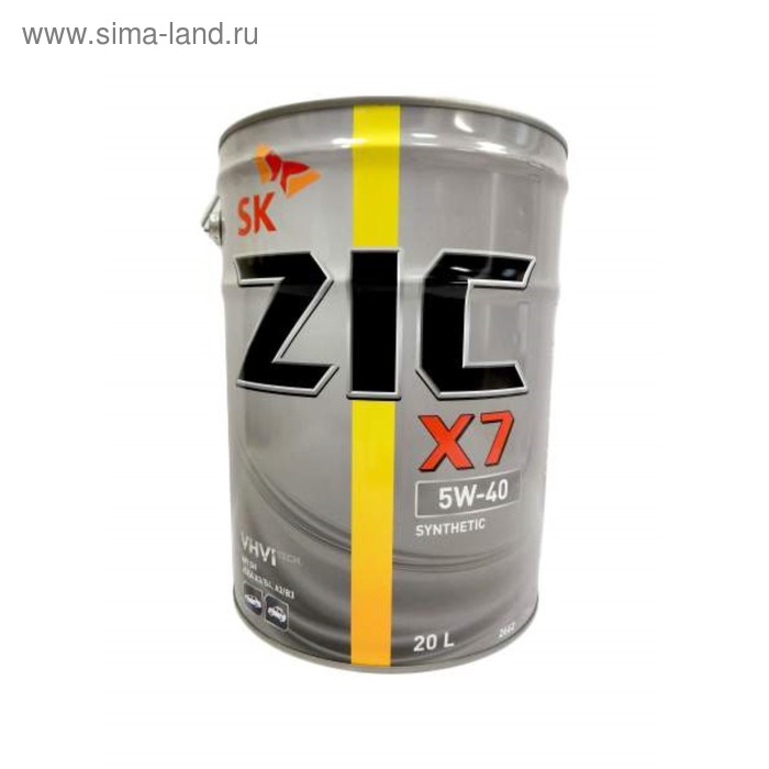 Масло моторное ZIC X7 5W-40, SN/CF, синтетическое, 20 л масло моторное синтетическое zic 5w40 x7 1 л