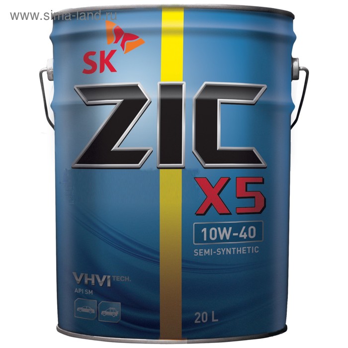 Масло моторное ZIC X5 10W-40, SN п/синтетическое, 20 л масло моторное zic 10w 40 x5 п синт 200 л