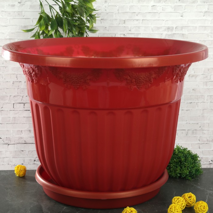 Горшок-кашпо с поддоном 25 л "Лозанна", цвет медный